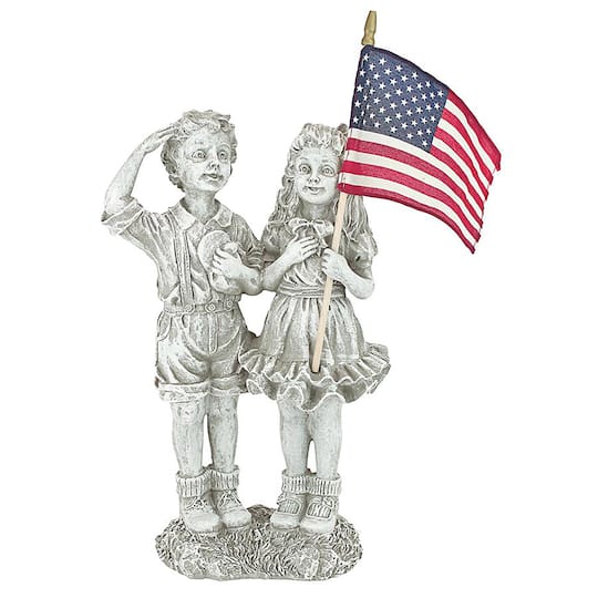 Design Toscano 16&#x22; Patriotic Flag Children Statue